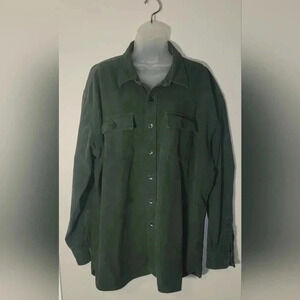 VTG L.L. Bean Forest Green Heavy Fleece Flannal button down, men's size XXL